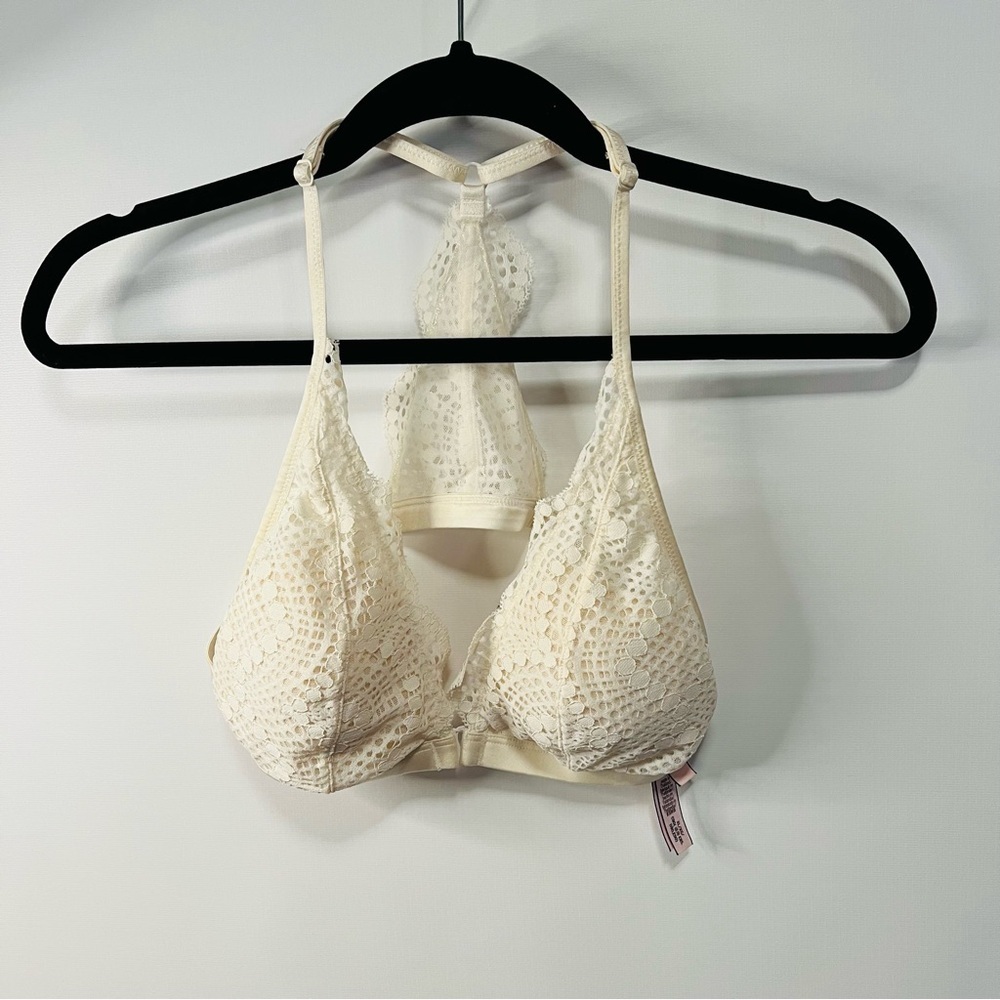Victoria’s Secret Off White Lace Racerback Bralette Size XL NWOT